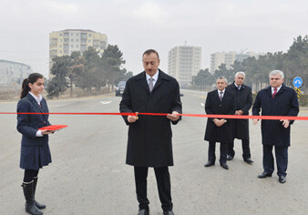 Президент Ильхам Алиев принял участие в открытии после реконструкции автодороги Забрат-Кюрдаханы-Пиршаги