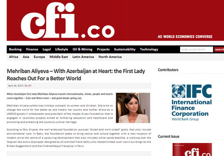 Английский журнал «Capital Finance International»: Первая леди Мехрибан Алиева стремится сделать мир прекраснее