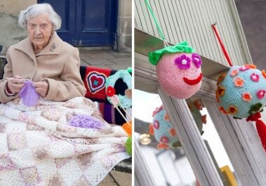 104-летняя британка украшает свой город вязаными изделиями (Фото+Видео)