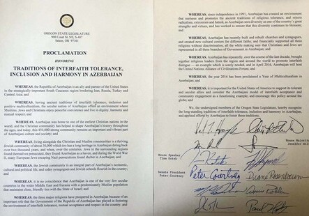 Штат Орегон одобрил модель толерантности Азербайджана (Фото)