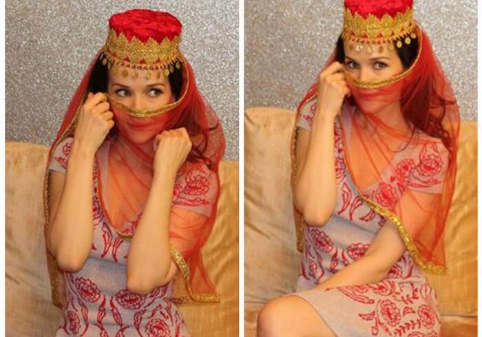 Наталья Орейро примерила азербайджанский женский национальный головной убор (Фото) 