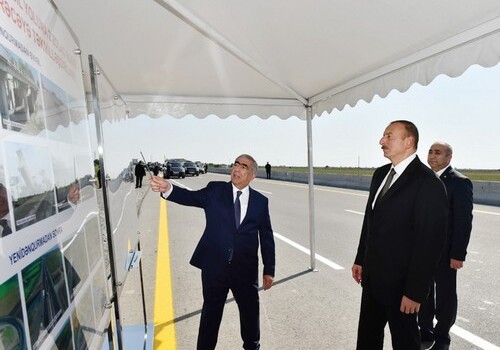 Президент Ильхам Алиев принял участие в открытии дороги Кюрдамир-Уджар-Евлах-Тертер (Фото)
