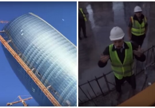 Молодой человек устроил опасное шоу в Баку на высоте 220 метров (Фото-Видео)