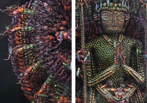 Необычная буддийская скульптура из 20.000 жуков (Фото)