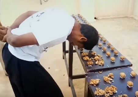 Индиец попал в Книгу рекордов Гиннесса, расколов головой 217 грецких орехов (Видео)