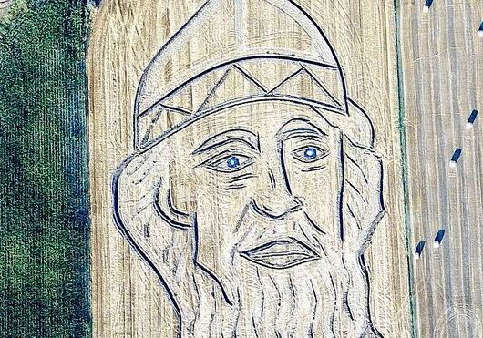 В Италии к визиту Путина нарисовали трактором портрет крестителя Руси