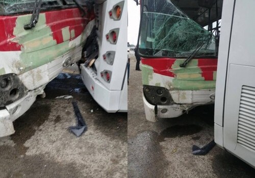 На сумгайытской дороге произошла цепная авария с участием автобусов (Видео)