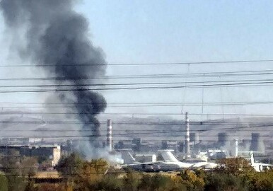 На российской авиабазе в Армении произошел пожар (Видео)